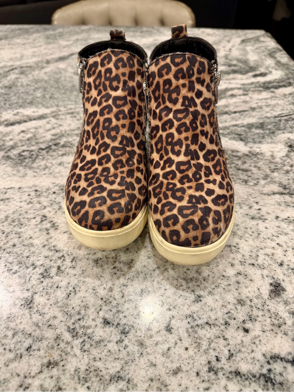 Kids Leopard Print Slip-On Sneakers - Brown